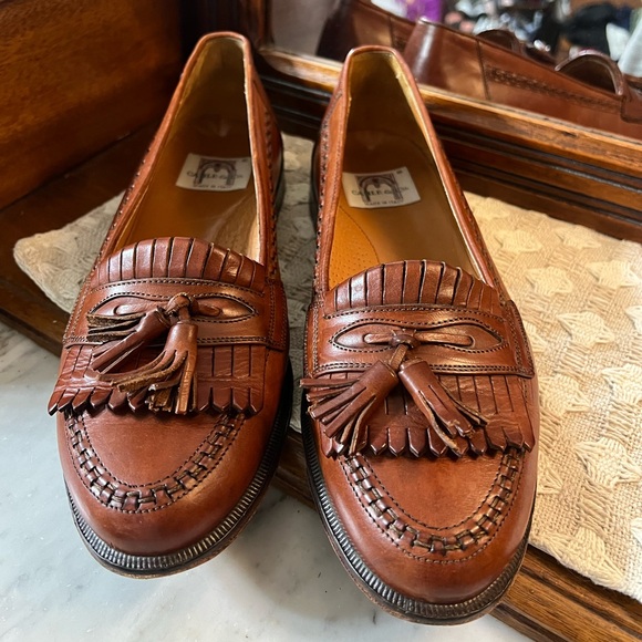 CABLE & CO Seville Tassel Loafer Leather Made in Italy Chestnut Men's Sz 8 EUC - Picture 2 of 7